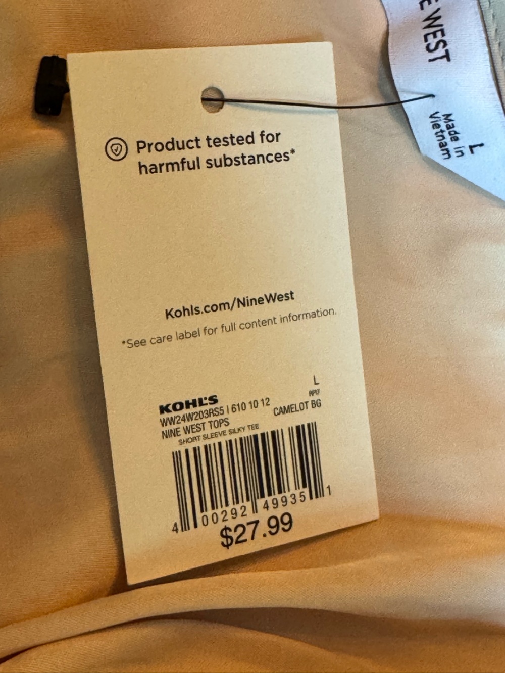 Nine West Pale Blush Short Sleeve Scoop Neck Top - Picture 6 of 7